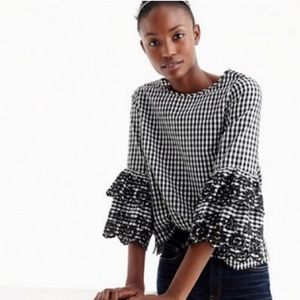 J.CREW Gingham Bell Sleeve Top